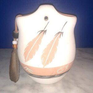 Wedding Cup Native Feather Bead Signed "Little Peach"
